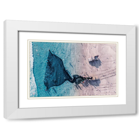 Fisherman From Top White Modern Wood Framed Art Print with Double Matting by AL Farsi, Haitham