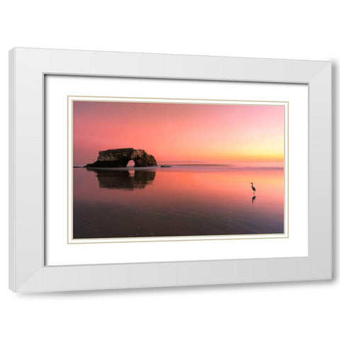 Sunset At The Natural Bridge-2 White Modern Wood Framed Art Print with Double Matting by Li, Rob