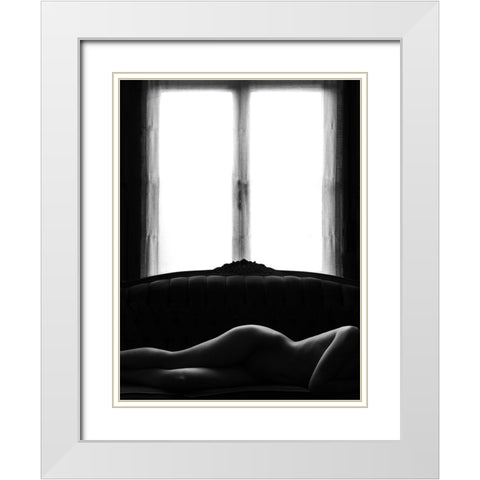 Sleeping On The Sofa White Modern Wood Framed Art Print with Double Matting by Dirven, Ton