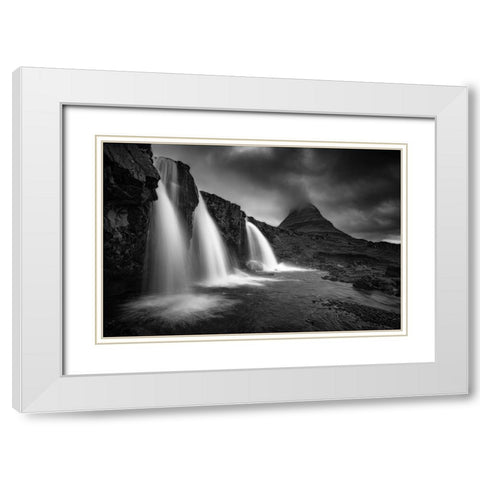 Kirkjufellsfoss White Modern Wood Framed Art Print with Double Matting by Menendez Covelo, Ramon