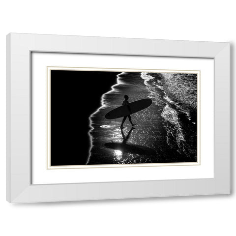 Surf 9 White Modern Wood Framed Art Print with Double Matting by Della Latta, Massimo