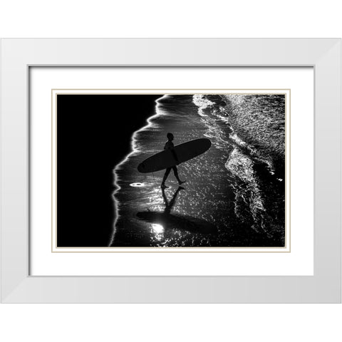 Surf 9 White Modern Wood Framed Art Print with Double Matting by Della Latta, Massimo