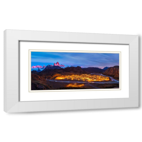El Chalten In Dawn White Modern Wood Framed Art Print with Double Matting by Mao, Dianne