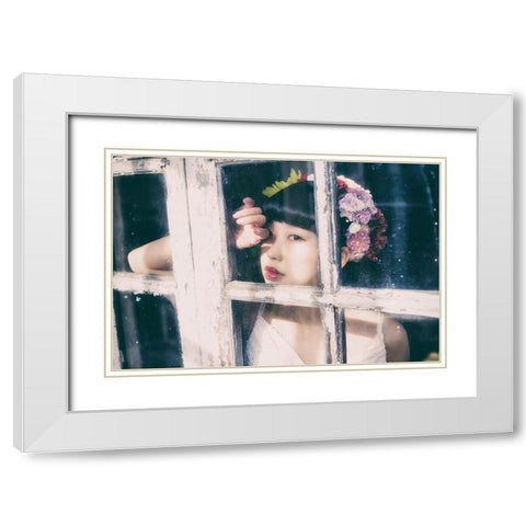 Flower Girl White Modern Wood Framed Art Print with Double Matting by Flavor, 7