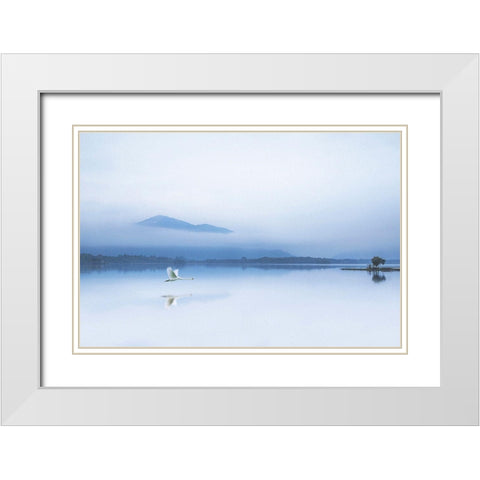 Tranquility White Modern Wood Framed Art Print with Double Matting by O Mahony, Kieran