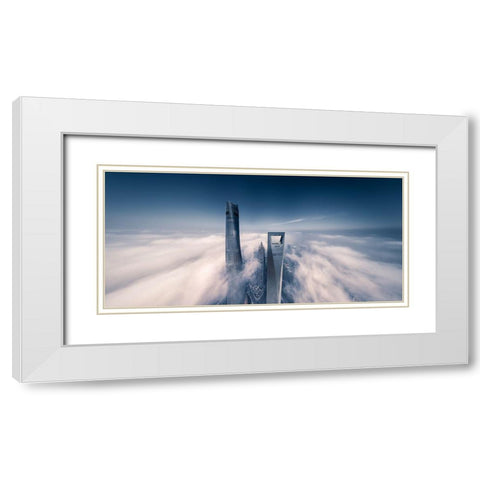 Shanghai Tower White Modern Wood Framed Art Print with Double Matting by Chen, Vview