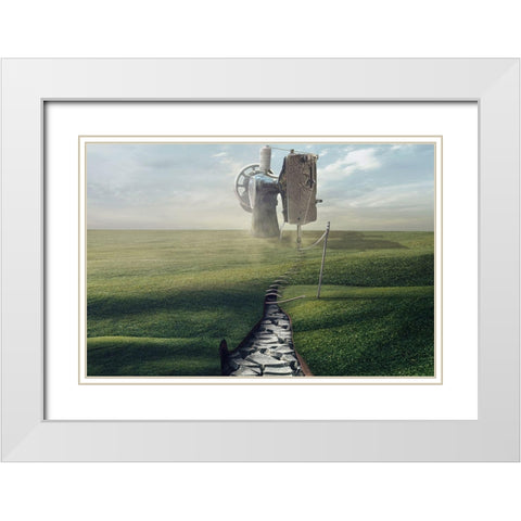 Cultivate The Ground White Modern Wood Framed Art Print with Double Matting by Almawash, Sulaiman