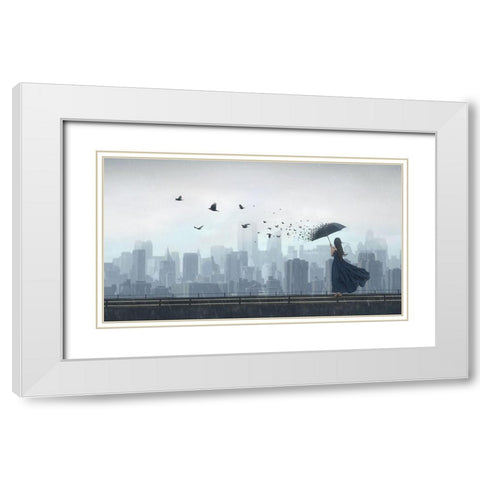 Fly Away White Modern Wood Framed Art Print with Double Matting by F, Terry