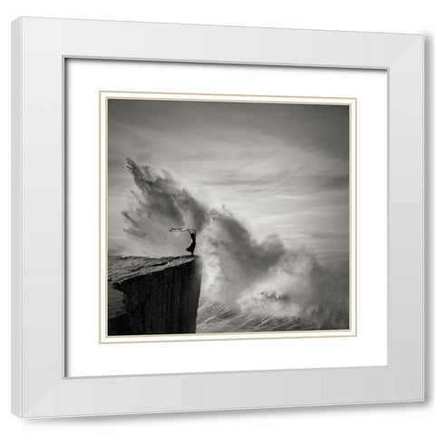 Braving The Storm White Modern Wood Framed Art Print with Double Matting by Agniribe