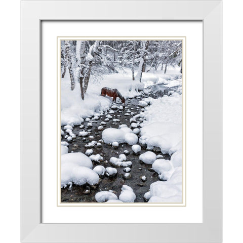 Drinking In Snow White Modern Wood Framed Art Print with Double Matting by Zhu, Hua