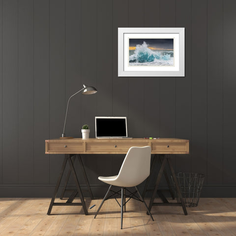 Icy Wave White Modern Wood Framed Art Print with Double Matting by Pelissier, Marc