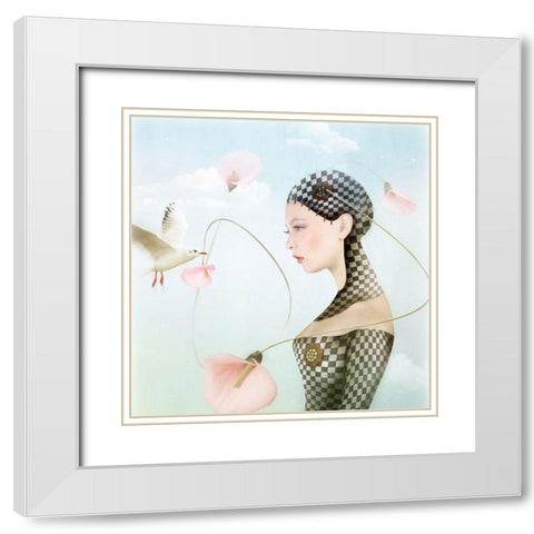 Flowering White Modern Wood Framed Art Print with Double Matting by Melik-Nubarova, Svetlana