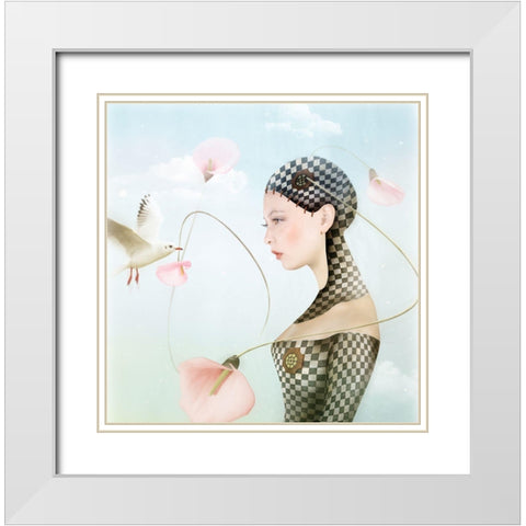 Flowering White Modern Wood Framed Art Print with Double Matting by Melik-Nubarova, Svetlana