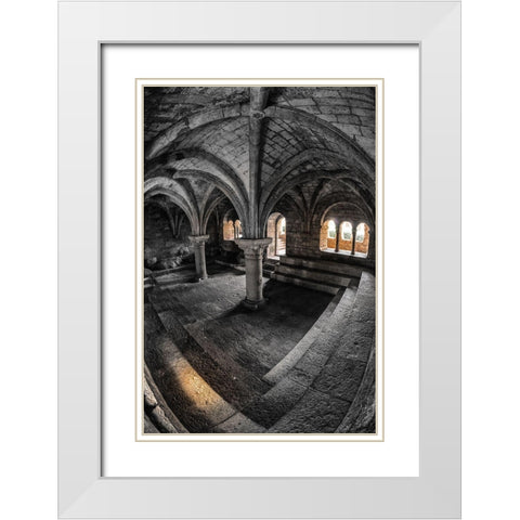 Le Cloitre White Modern Wood Framed Art Print with Double Matting by Pelissier, Marc