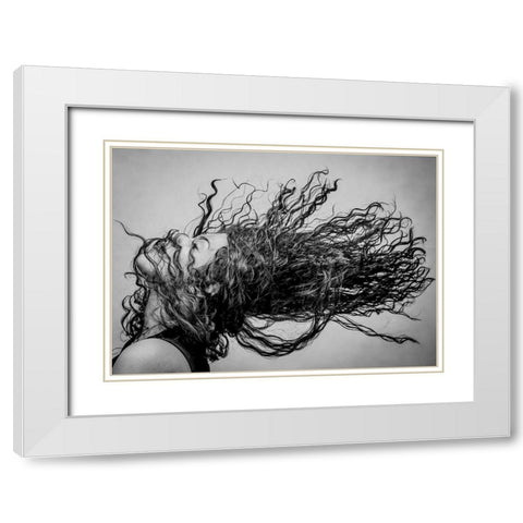 Wave White Modern Wood Framed Art Print with Double Matting by Varasteh, Vahid