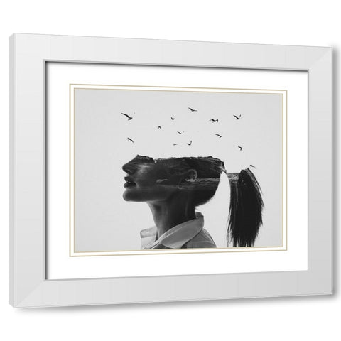 Zephyr White Modern Wood Framed Art Print with Double Matting by Demir, Erkin