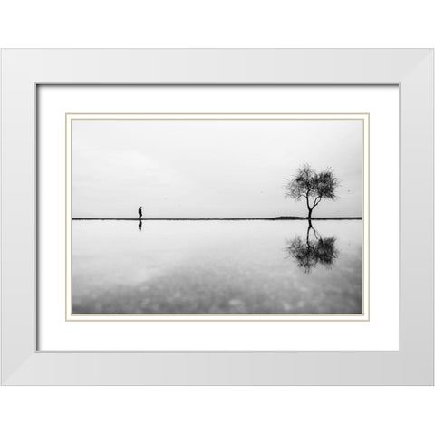 Untitled White Modern Wood Framed Art Print with Double Matting by Ayer, Ali