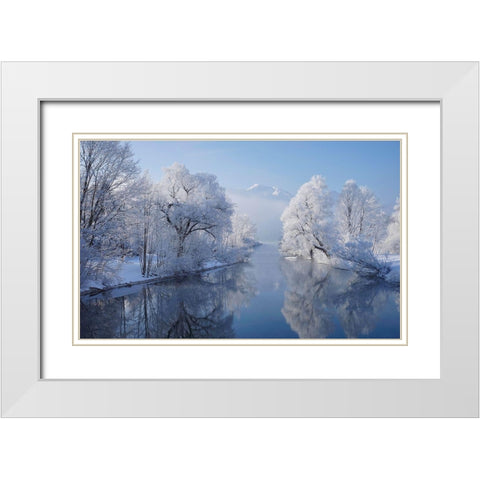 Coldest Morning White Modern Wood Framed Art Print with Double Matting by Maier, Norbert
