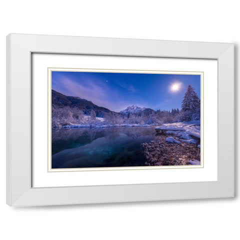 Zelenci Springs White Modern Wood Framed Art Print with Double Matting by Krivec, Ales