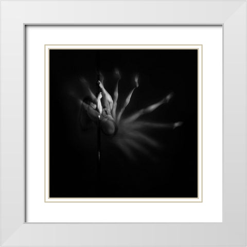 Pole Dancer White Modern Wood Framed Art Print with Double Matting by Garci, Xavier