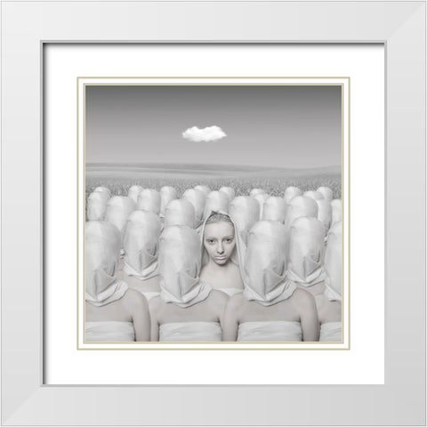 Holy Madonna White Modern Wood Framed Art Print with Double Matting by Hardibudi