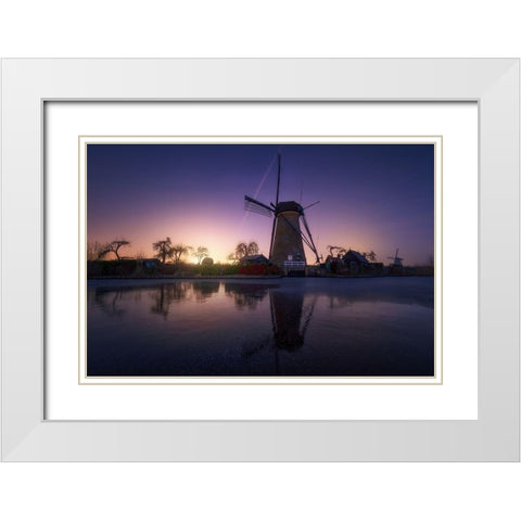 Kinderdijk 1 White Modern Wood Framed Art Print with Double Matting by Pablo De, Juan