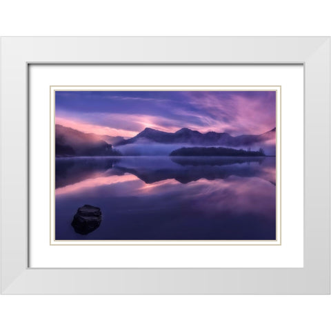 Dawn In Urkulu White Modern Wood Framed Art Print with Double Matting by Osuna, Fran