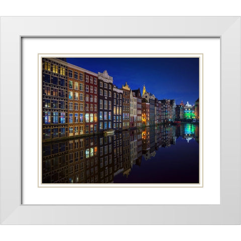 Amsterdam At Night 2017 White Modern Wood Framed Art Print with Double Matting by Pablo De, Juan
