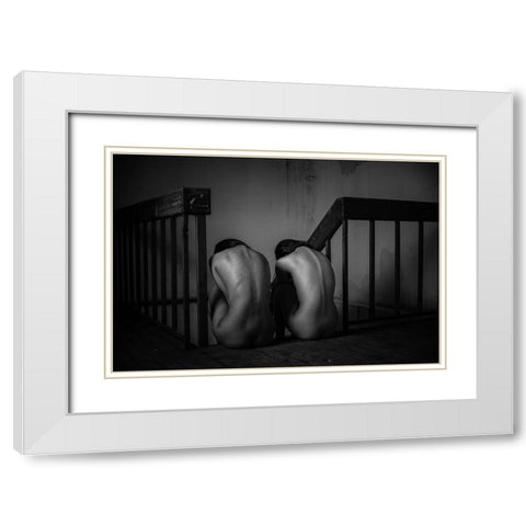Untitled White Modern Wood Framed Art Print with Double Matting by Chai Telan, Thanakorn