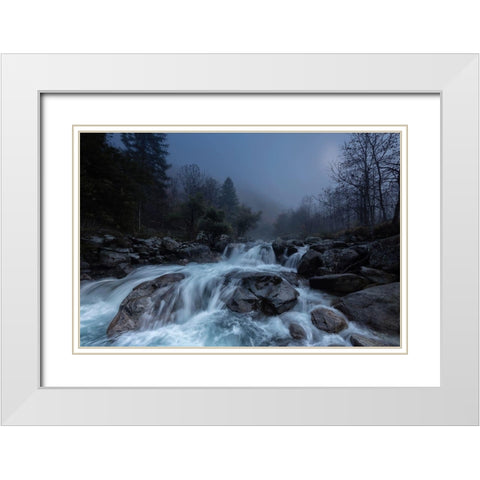 Waterland White Modern Wood Framed Art Print with Double Matting by Bruzzone, Alfredo