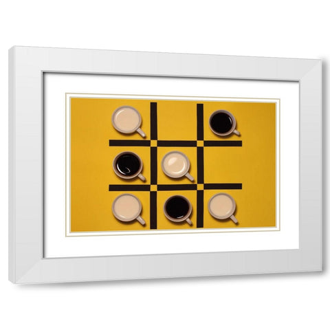 Qmilk Versus Coffeeq White Modern Wood Framed Art Print with Double Matting by Lemos, Alfredo