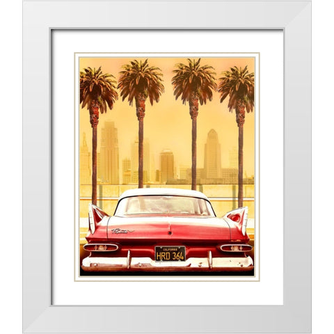 Plymouth Savoy With Palms White Modern Wood Framed Art Print with Double Matting by Butterworth, Larry