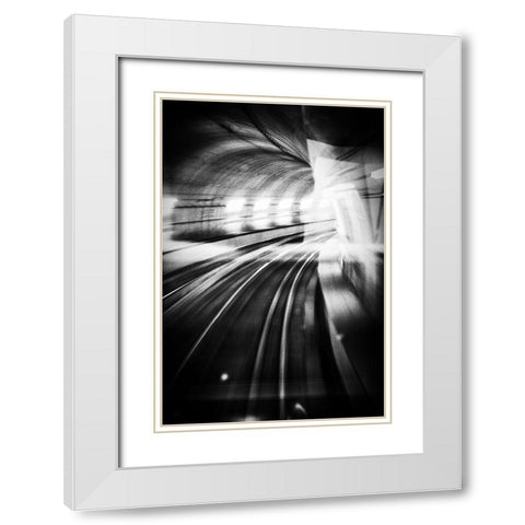 Metro Lights White Modern Wood Framed Art Print with Double Matting by Bricchetti, Mauro