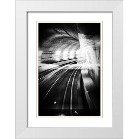 Metro Lights White Modern Wood Framed Art Print with Double Matting by Bricchetti, Mauro
