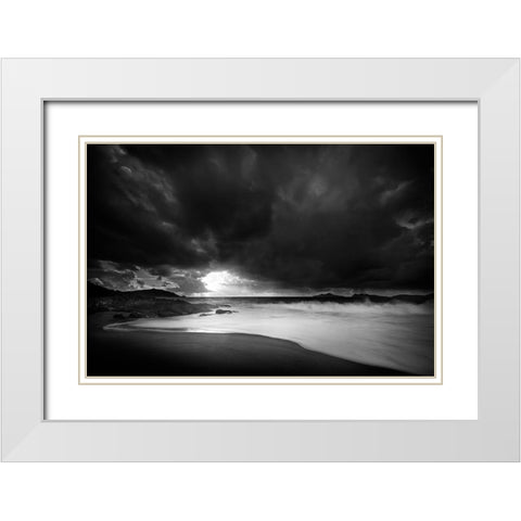 Storm Lights White Modern Wood Framed Art Print with Double Matting by Pascual Buye, Santiago