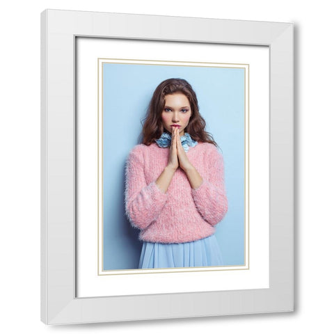 Olya White Modern Wood Framed Art Print with Double Matting by Leshchenko, Dmitry