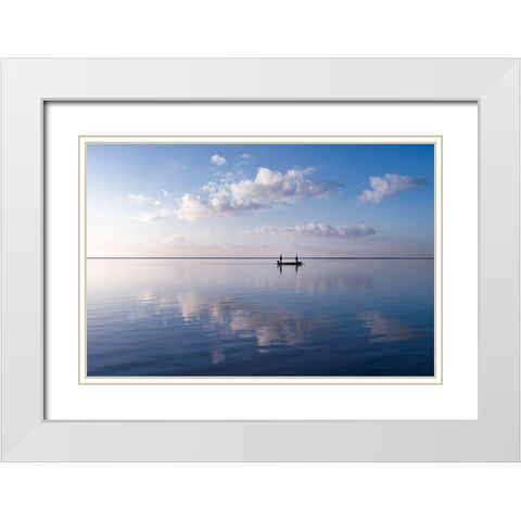 Ripples White Modern Wood Framed Art Print with Double Matting by Macua, Gerald