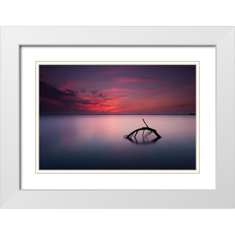 Colors Of Evening White Modern Wood Framed Art Print with Double Matting by Olech, Michal