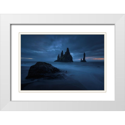 Reynisdrangar 2 White Modern Wood Framed Art Print with Double Matting by Pablo De, Juan