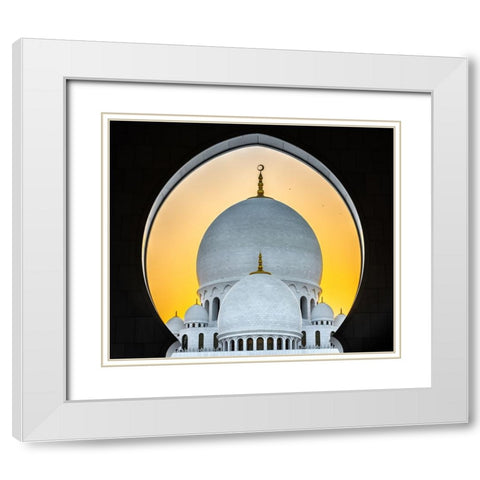 Sunset In Abu Dhabi White Modern Wood Framed Art Print with Double Matting by Pearson, Wayne