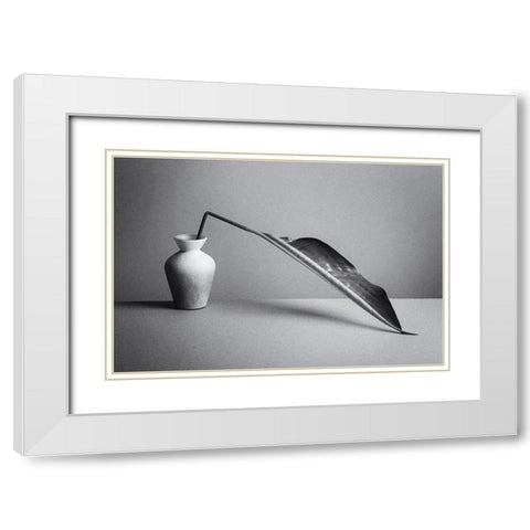 The Leaf White Modern Wood Framed Art Print with Double Matting by Oveckova, Kristina