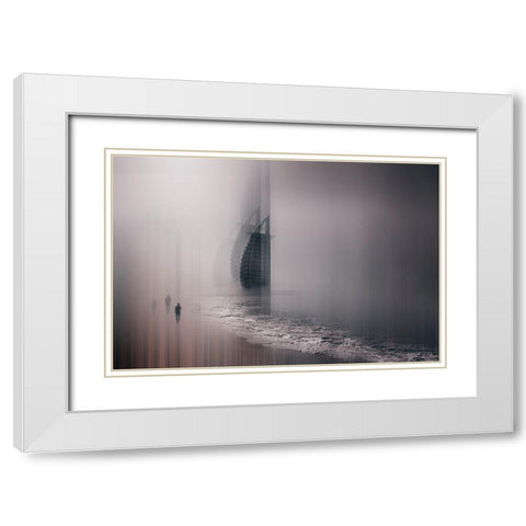 Burj Al Arab White Modern Wood Framed Art Print with Double Matting by Chiriaco, Carmine