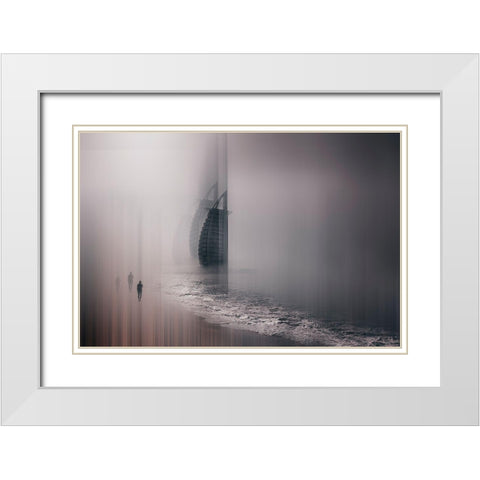 Burj Al Arab White Modern Wood Framed Art Print with Double Matting by Chiriaco, Carmine