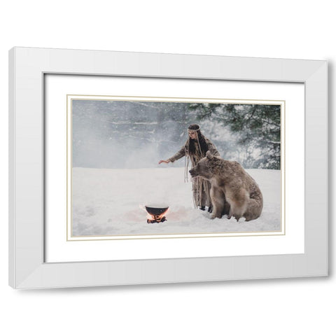 * White Modern Wood Framed Art Print with Double Matting by Barantseva, Olga