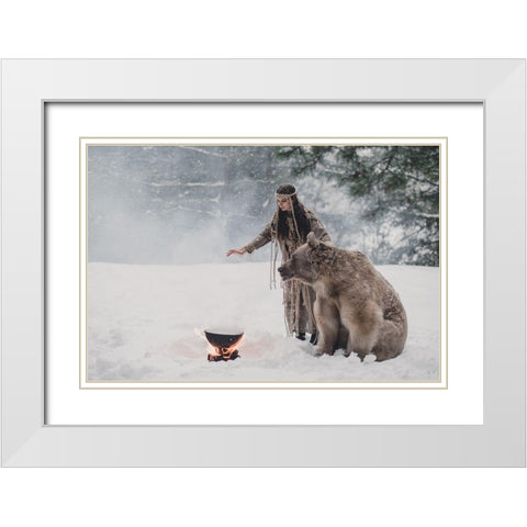* White Modern Wood Framed Art Print with Double Matting by Barantseva, Olga