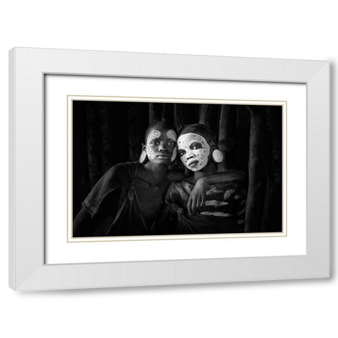 Friends White Modern Wood Framed Art Print with Double Matting by Beut, Jose