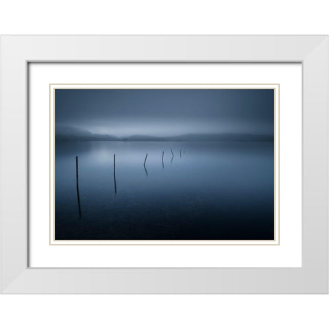 Calm White Modern Wood Framed Art Print with Double Matting by Ahern, David