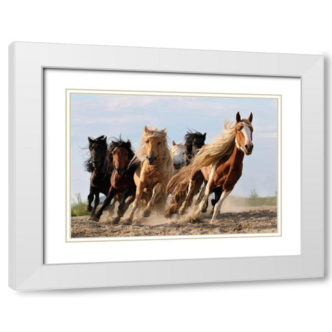 Lucky Six White Modern Wood Framed Art Print with Double Matting by Wong, Adam