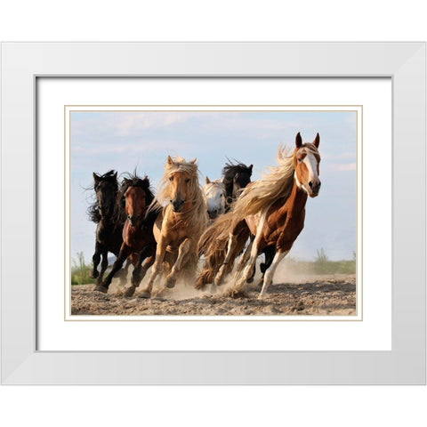 Lucky Six White Modern Wood Framed Art Print with Double Matting by Wong, Adam
