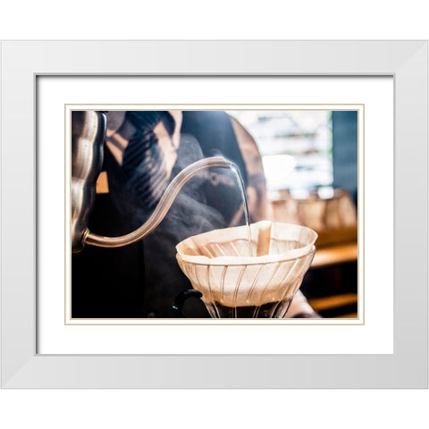 Pour Over White Modern Wood Framed Art Print with Double Matting by Olson, Brent